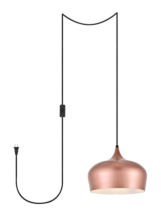 Elegant Lighting LDPG2003HG One Light Plug in Pendant, Honey Gold