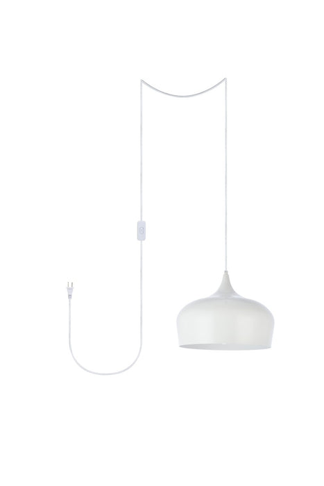 Elegant Lighting LDPG2003WH One Light Plug in Pendant, White