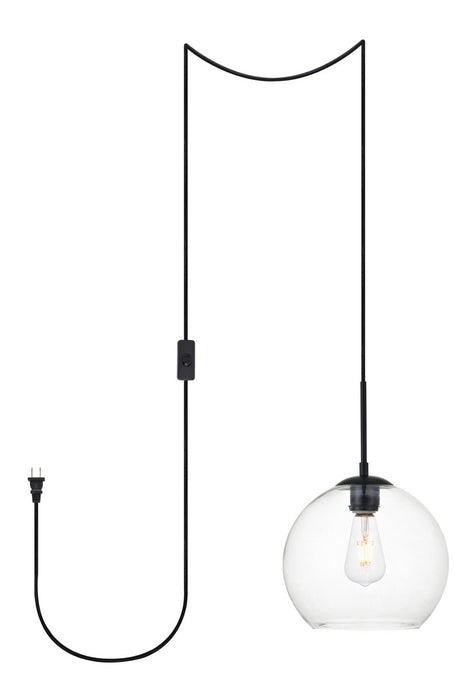Elegant Lighting LDPG2212BK One Light Plug in Pendant, Black