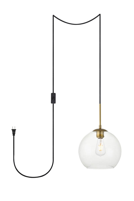 Elegant Lighting LDPG2212BR One Light Plug in Pendant, Brass