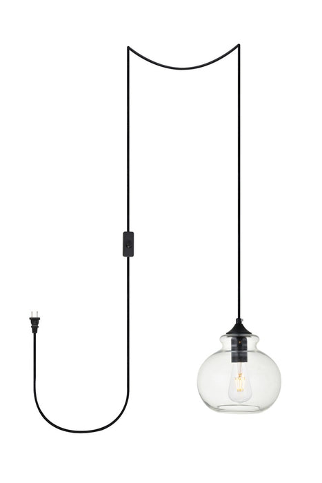 Elegant Lighting LDPG2245BK One Light Plug in Pendant, Black