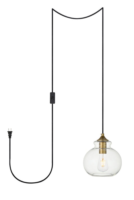 Elegant Lighting LDPG2245BR One Light Plug in Pendant, Brass