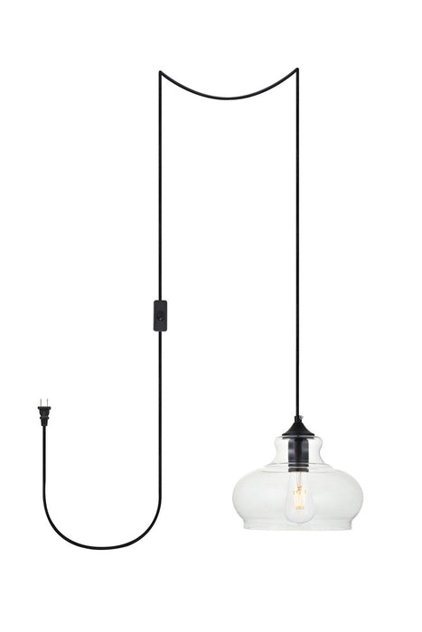 Elegant Lighting LDPG2246BK One Light Plug in Pendant, Black