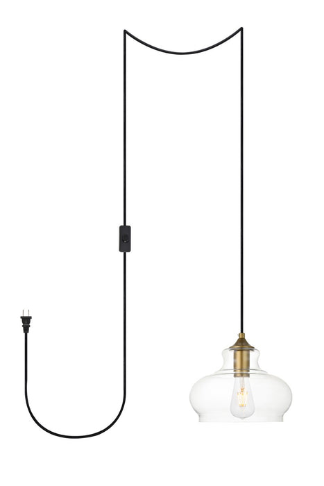 Elegant Lighting LDPG2246BR One Light Plug in Pendant, Brass