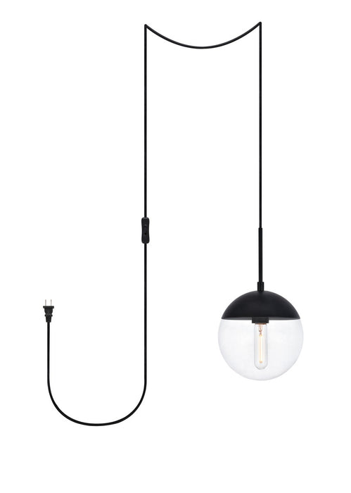 Elegant Lighting LDPG6027BK One Light Plug in Pendant, Black
