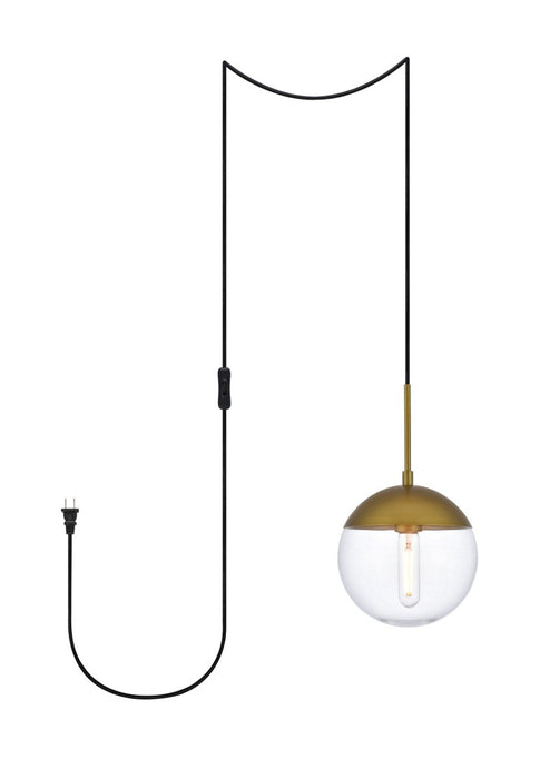 Elegant Lighting LDPG6031BR One Light Plug in Pendant, Brass