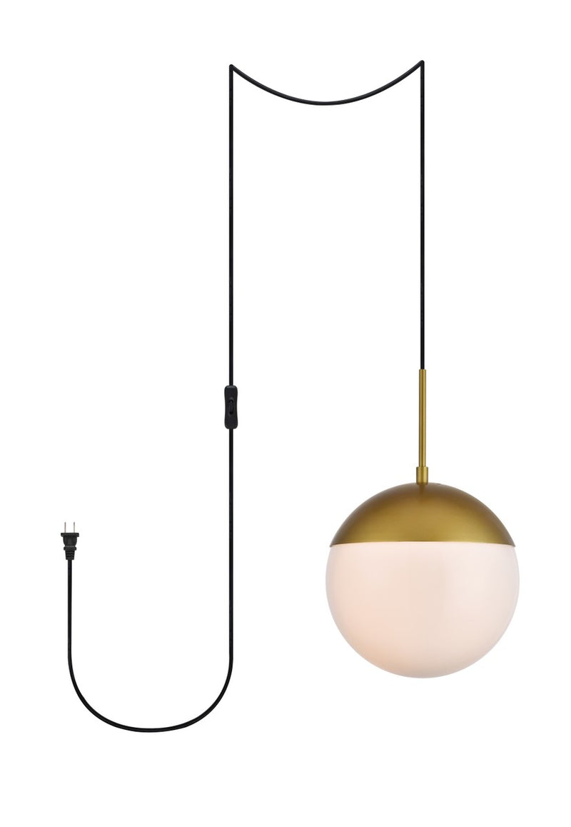 Elegant Lighting LDPG6036BR One Light Plug in Pendant, Brass
