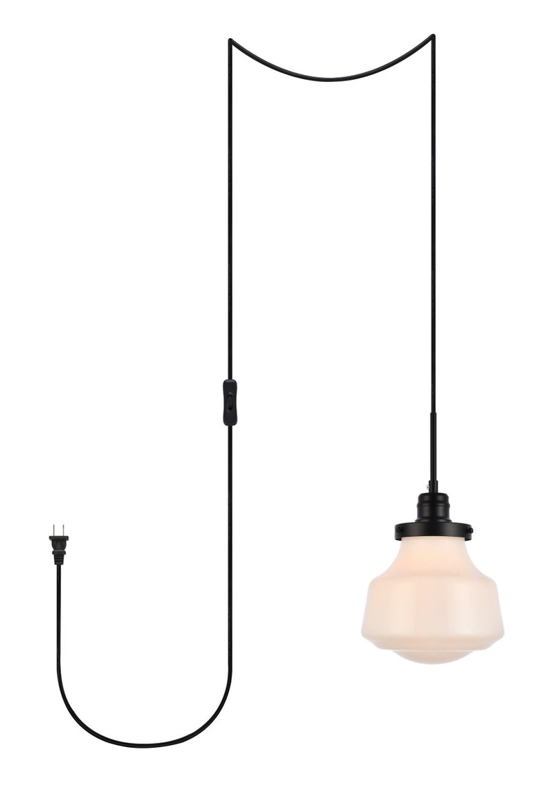 Elegant Lighting LDPG6255BK One Light Plug in Pendant, Black