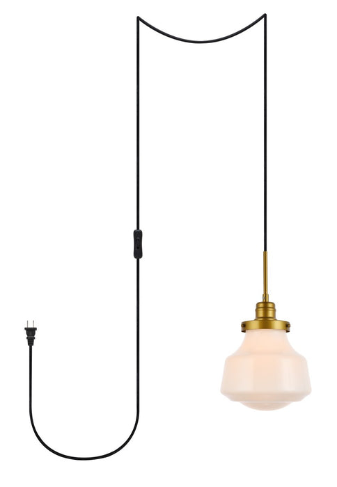 Elegant Lighting LDPG6257BR One Light Plug in Pendant, Brass