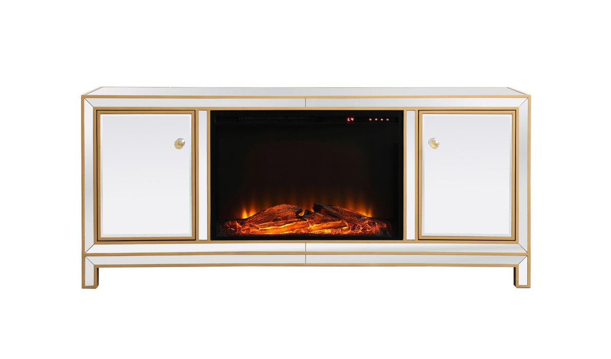 Elegant Lighting MF701G-F1 TV Stand with Fireplace, Gold
