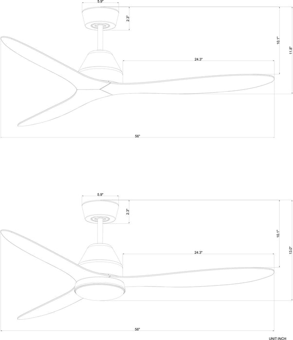 Beacon Lighting 21304201 56" Ceiling Fan, Brushed Chrome
