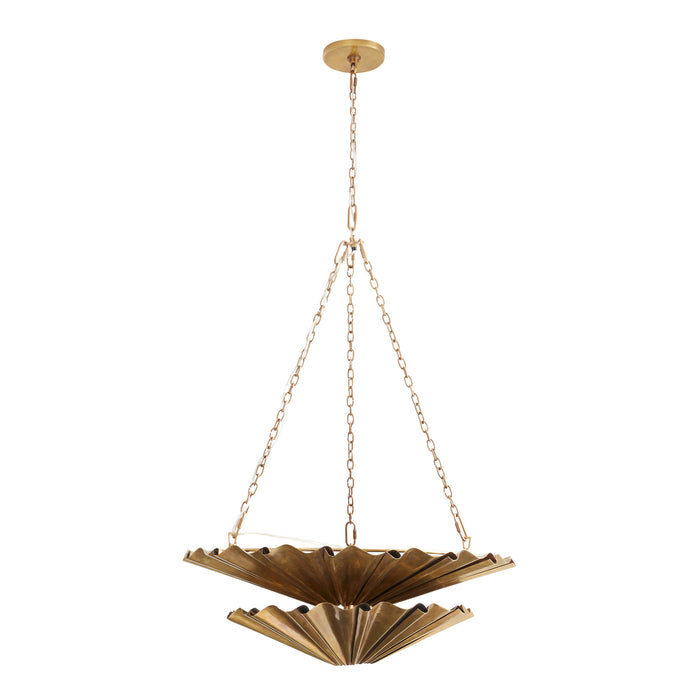 Arteriors 42040 Nine Light Chandelier, Vintage Brass