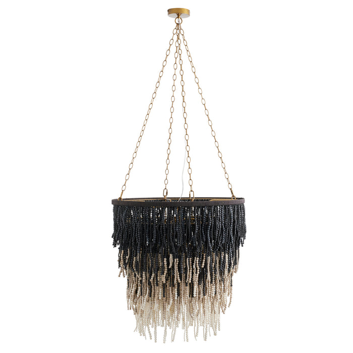Arteriors 85024 Five Light Chandelier, Black, White and Gray