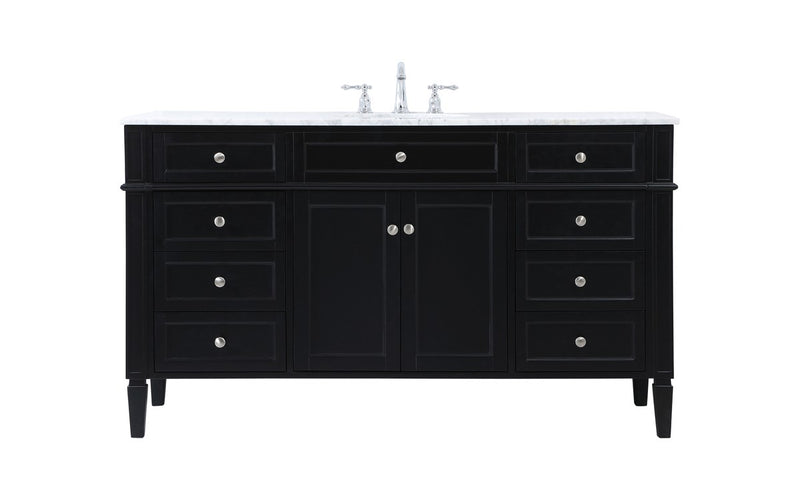 Elegant Lighting VF12560BK Single Bathroom Vanity, Black