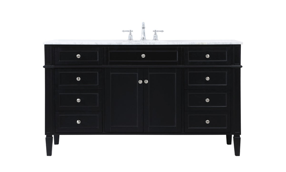 Elegant Lighting VF12560BK Single Bathroom Vanity, Black