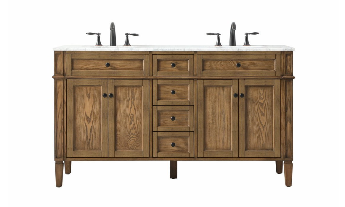 Elegant Lighting VF12560DDW Double Bathroom Vanity, Driftwood