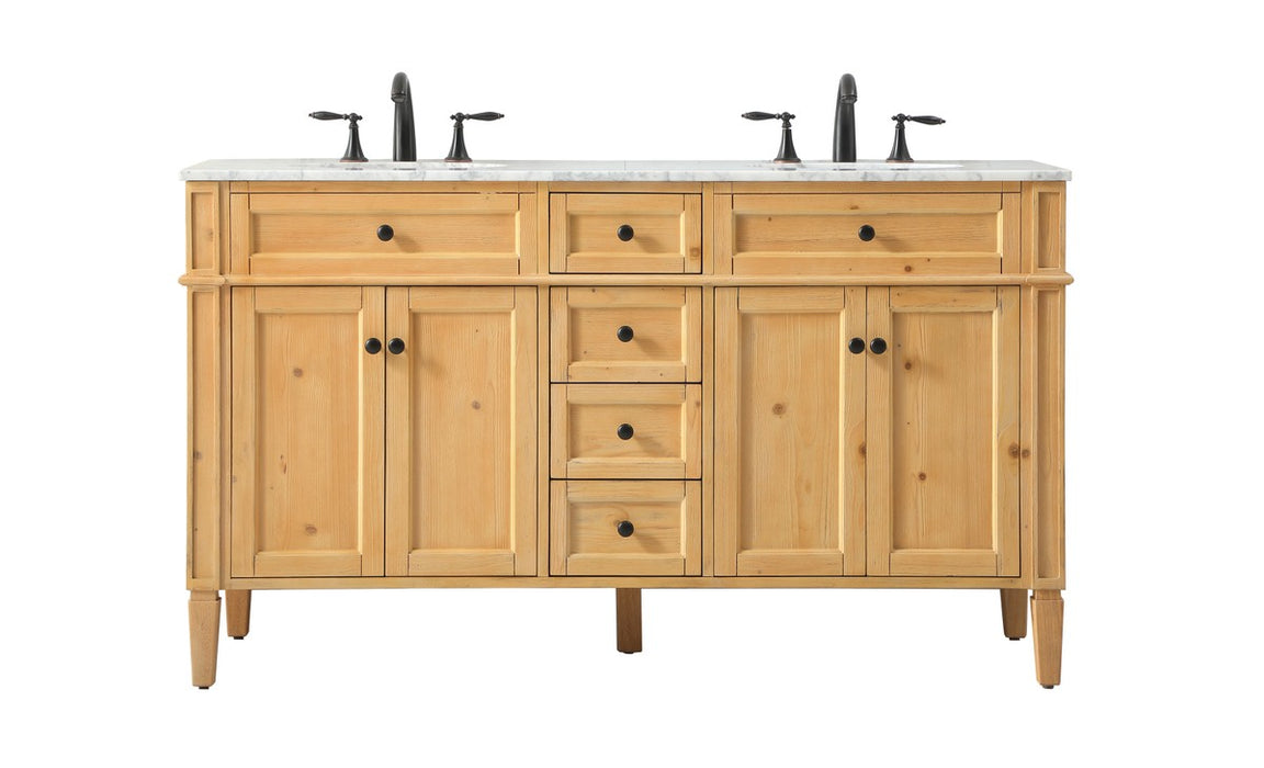 Elegant Lighting VF12560DNW Double Bathroom Vanity, Natural Wood