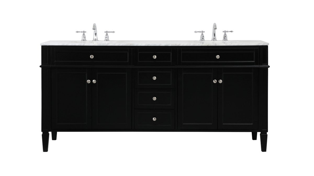 Elegant Lighting VF12572DBK Double Bathroom Vanity, Black