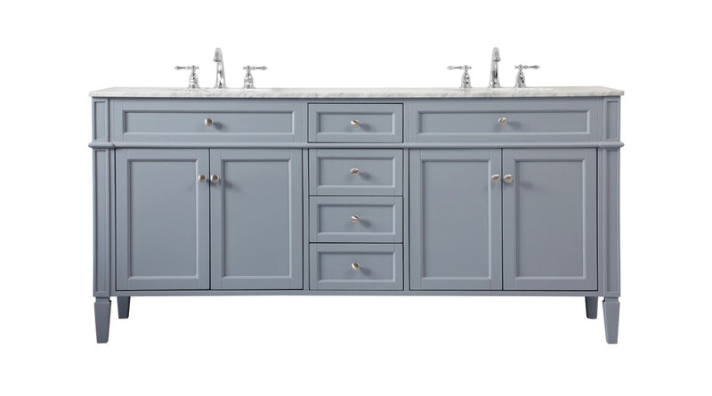 Elegant Lighting VF12572DGR Double Bathroom Vanity, Grey
