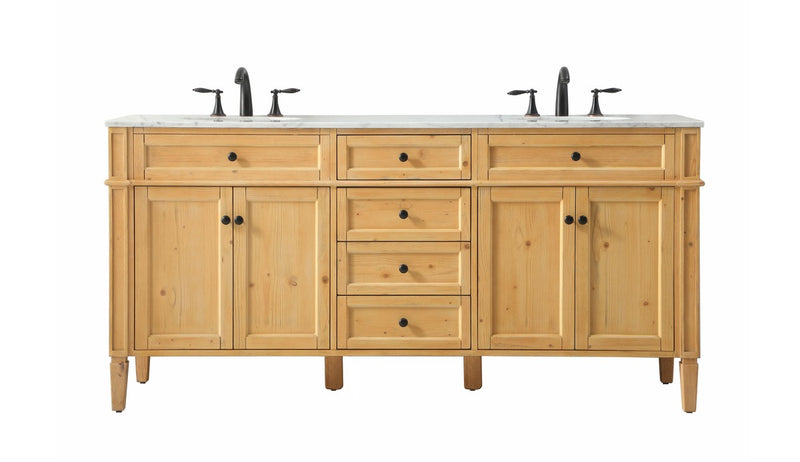 Elegant Lighting VF12572DNW Double Bathroom Vanity, Natural Wood
