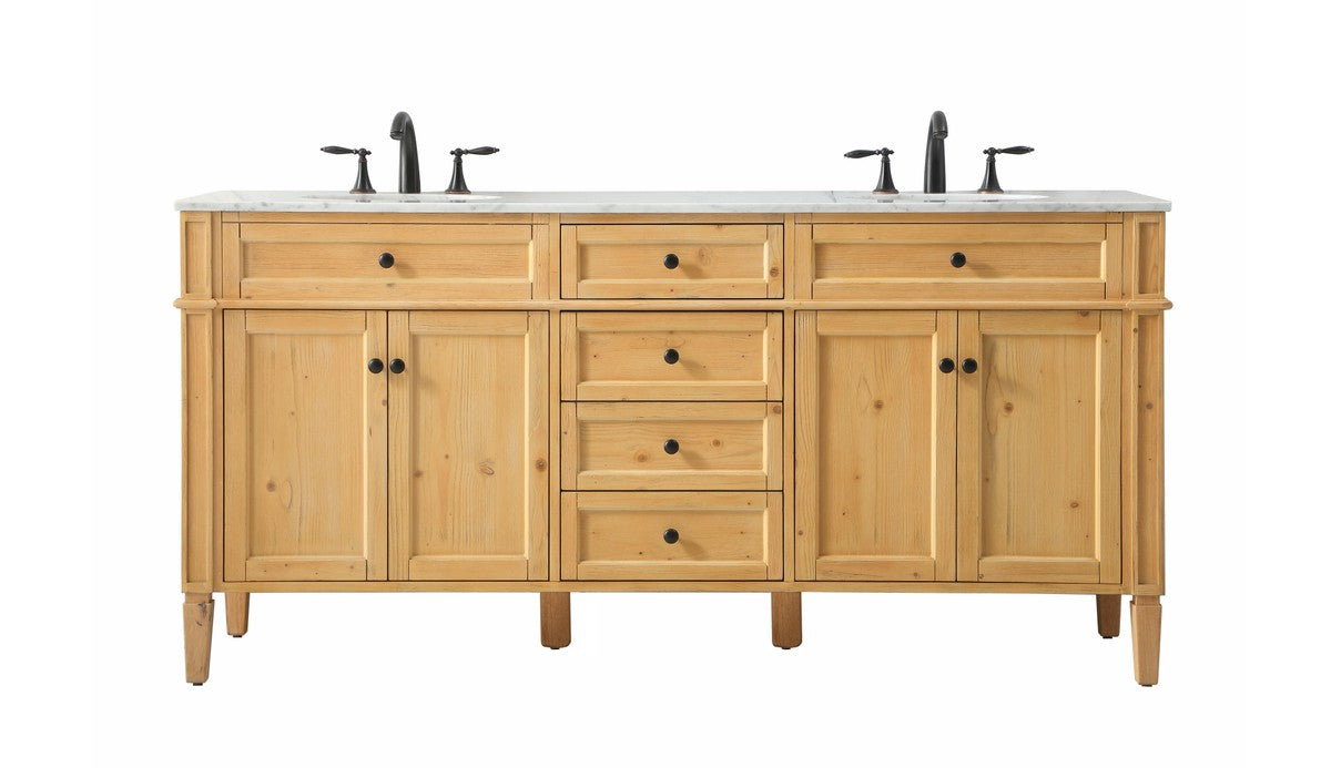 Elegant Lighting VF12572DNW Double Bathroom Vanity, Natural Wood
