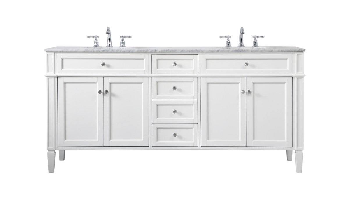 Elegant Lighting VF12572DWH Double Bathroom Vanity, White