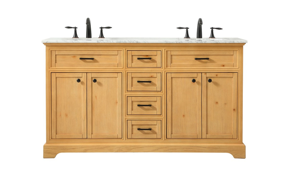 Elegant Lighting VF15060DNW Double Bathroom Vanity, Natural Wood