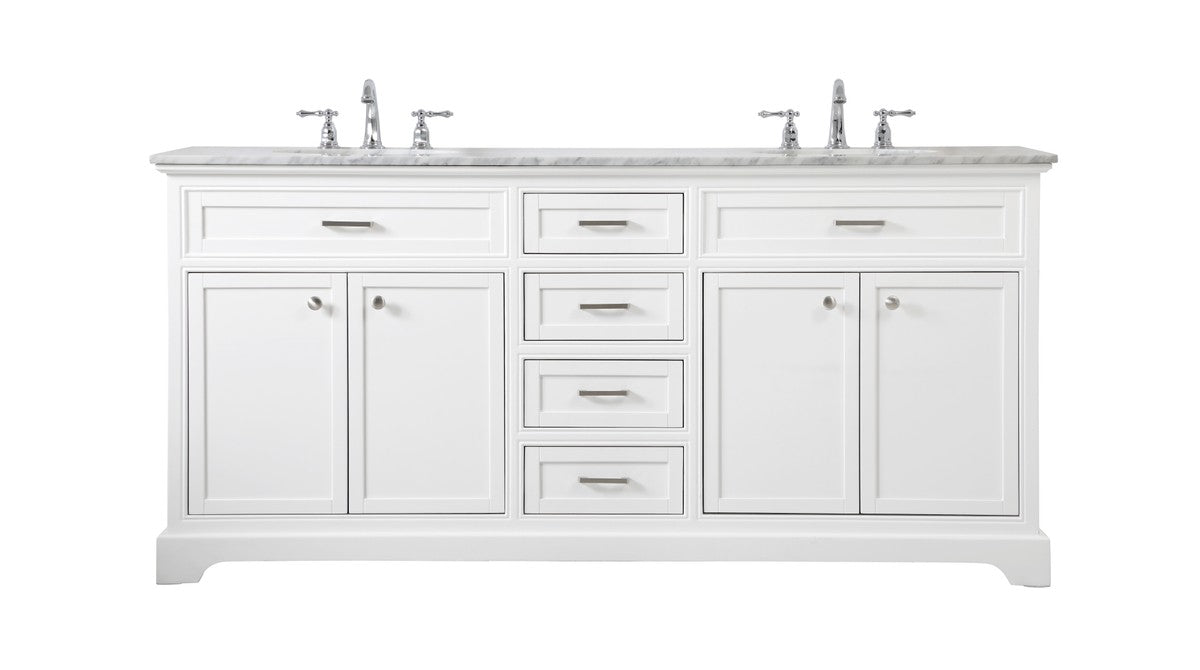 Elegant Lighting VF15072DWH Double Bathroom Vanity, White