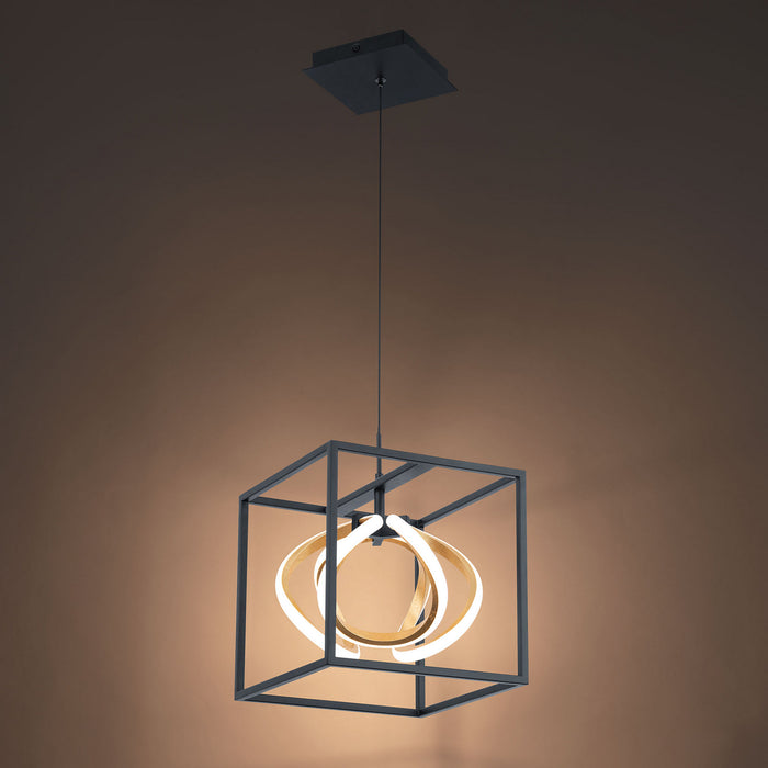 W.A.C. Lighting PD-73210-BK/GL LED Mini Pendant, Black/Gold Leaf