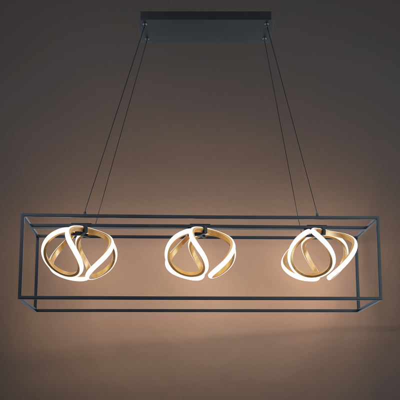 W.A.C. Lighting PD-73242-BK/GL LED Chandelier, Black/Gold Leaf