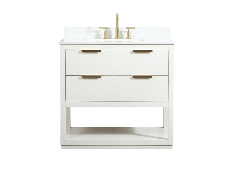 Elegant Lighting VF19236WH-BS Vanity Sink Set, White