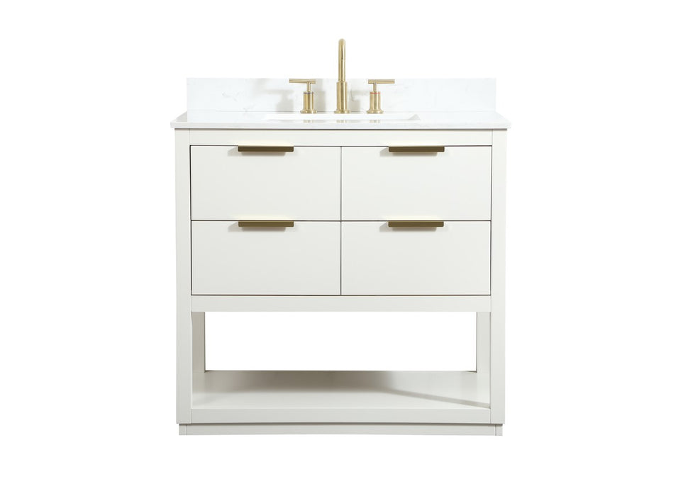 Elegant Lighting VF19236WH-BS Vanity Sink Set, White