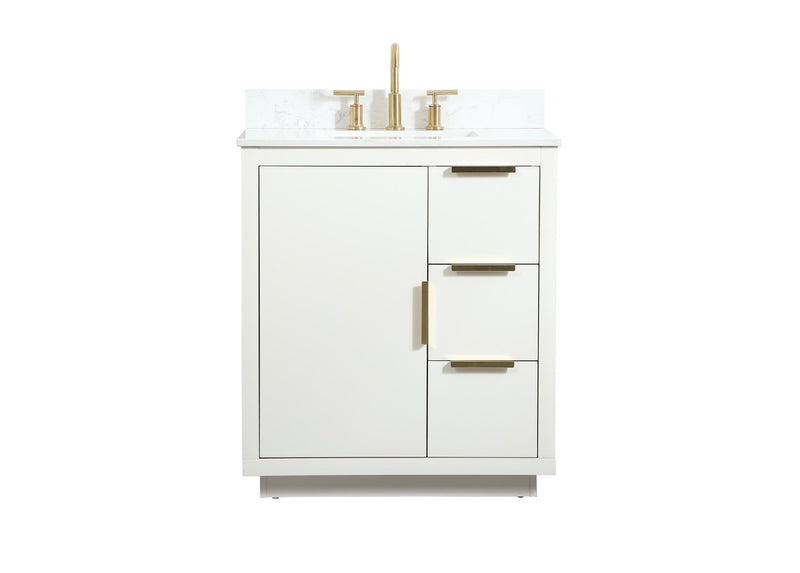Elegant Lighting VF19430WH-BS Vanity Sink Set, White
