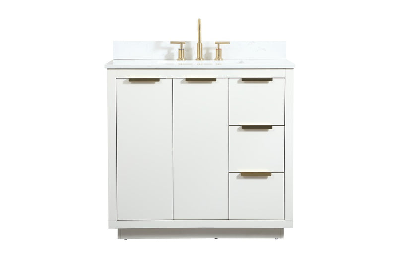 Elegant Lighting VF19436WH-BS Vanity Sink Set, White