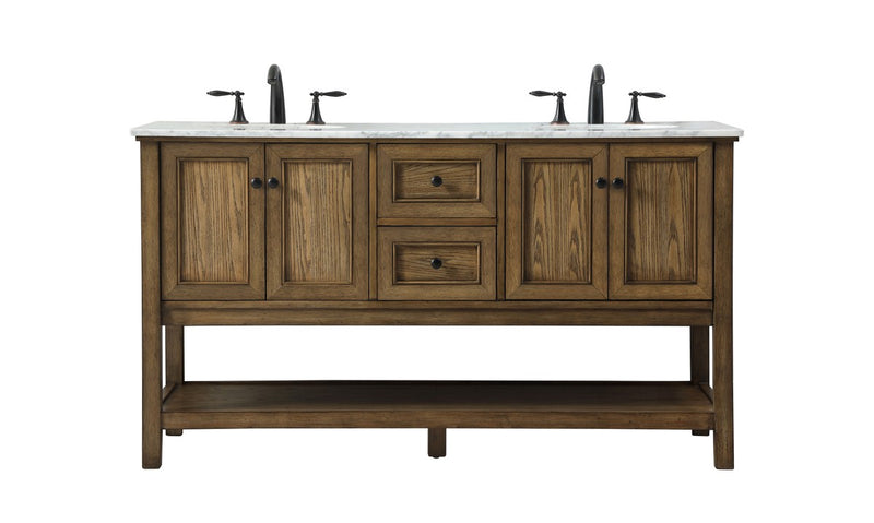 Elegant Lighting VF27060DDW Double Bathroom Vanity, Driftwood
