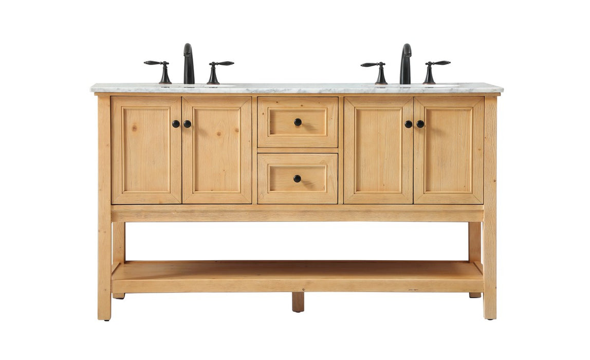 Elegant Lighting VF27060DNW Double Bathroom Vanity, Natural Wood