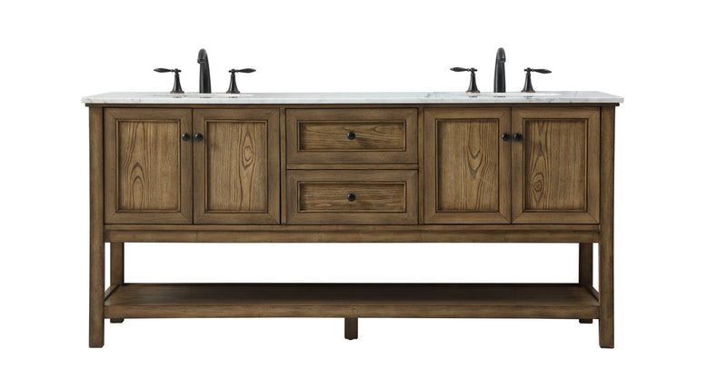 Elegant Lighting VF27072DDW Double Bathroom Vanity, Driftwood