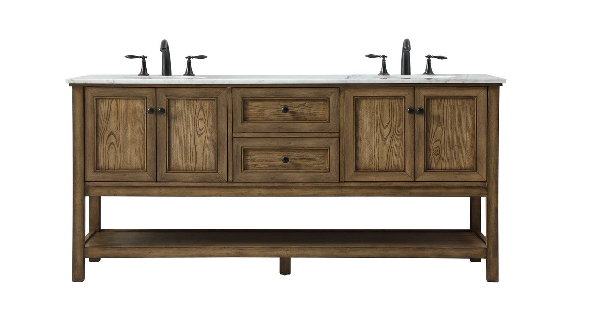 Elegant Lighting VF27072DDW Double Bathroom Vanity, Driftwood