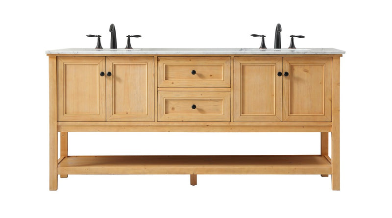 Elegant Lighting VF27072DNW Double Bathroom Vanity, Natural Wood