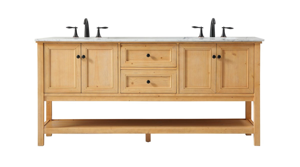 Elegant Lighting VF27072DNW Double Bathroom Vanity, Natural Wood