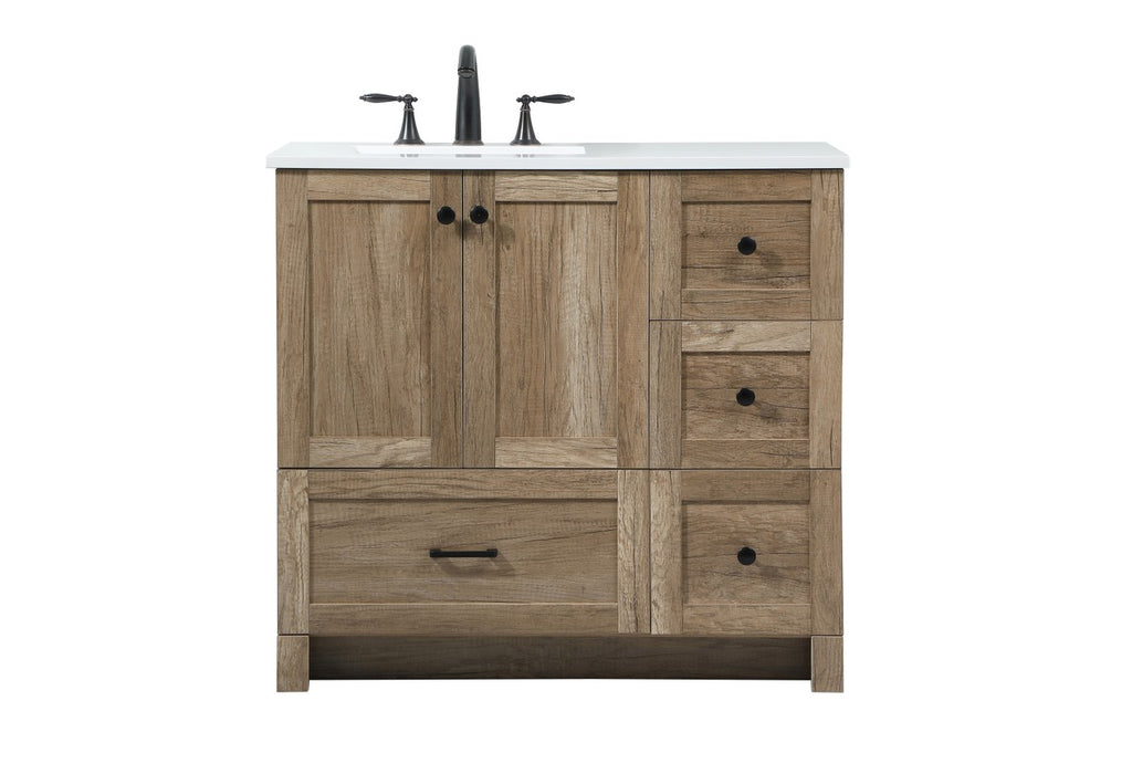 Elegant Lighting VF2836NT Single Bathroom Vanity, natural oak