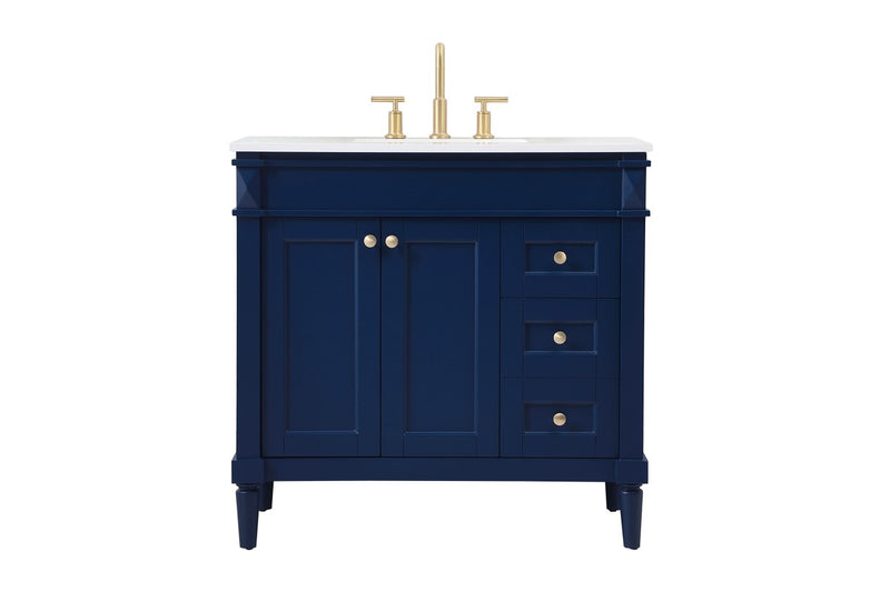 Elegant Lighting VF31836BL Single Bathroom Vanity, Blue
