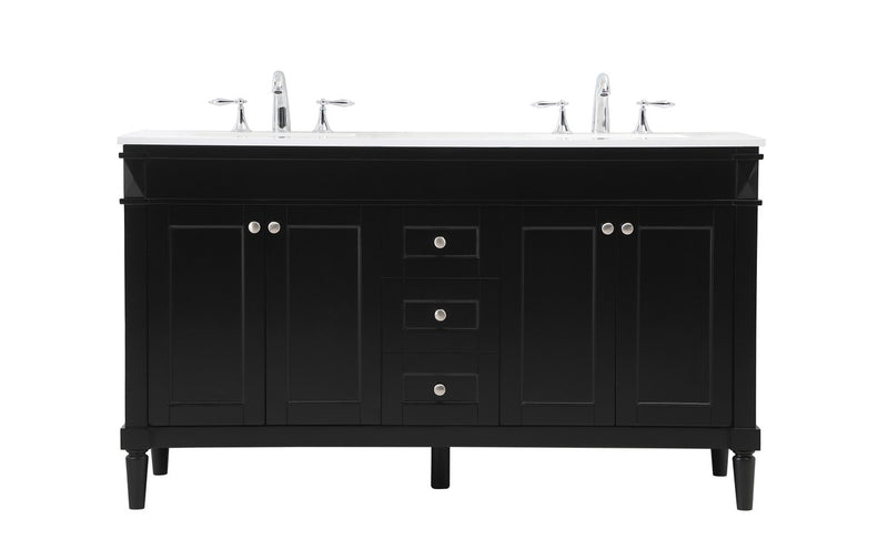 Elegant Lighting VF31860DBK Double Bathroom Vanity, Black