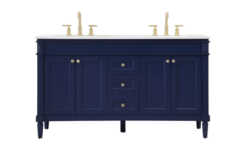 Elegant Lighting VF31860DBL Double Bathroom Vanity, Blue
