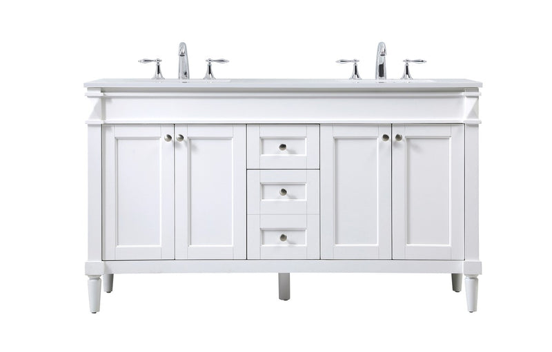 Elegant Lighting VF31860DWH Double Bathroom Vanity, White