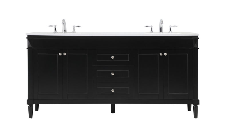 Elegant Lighting VF31872DBK Double Bathroom Vanity, Black