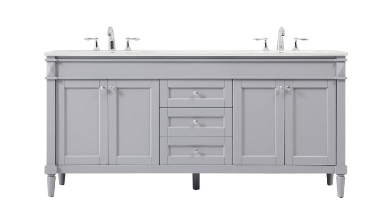 Elegant Lighting VF31872DGR Double Bathroom Vanity, Grey