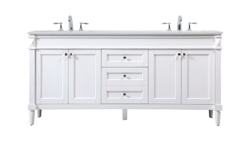 Elegant Lighting VF31872DWH Double Bathroom Vanity, White