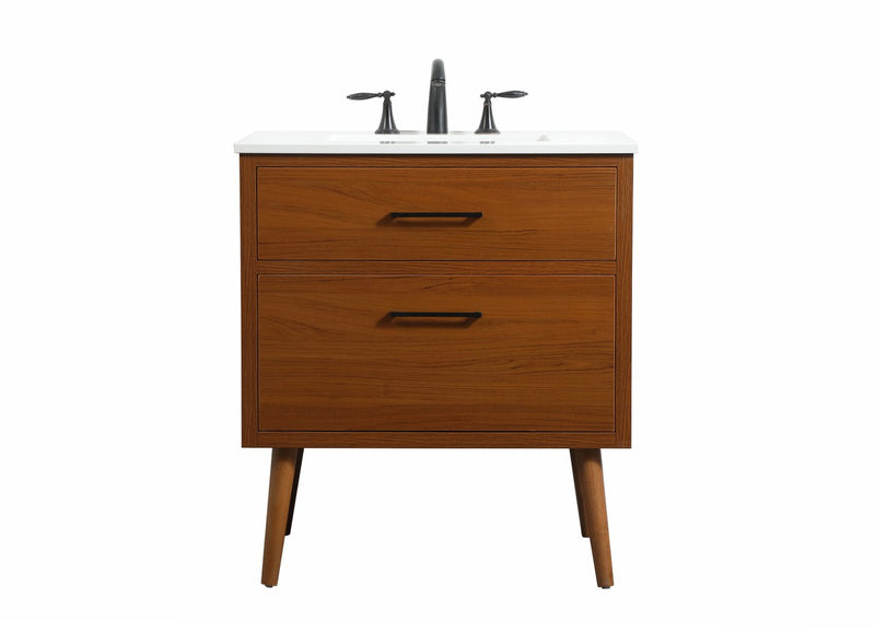 Elegant Lighting VF41030MTK Single Bathroom Vanity, Teak