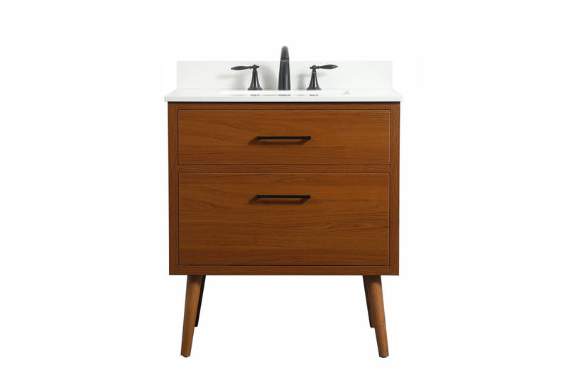 Elegant Lighting VF41030MTK-BS Single Bathroom Vanity, Teak